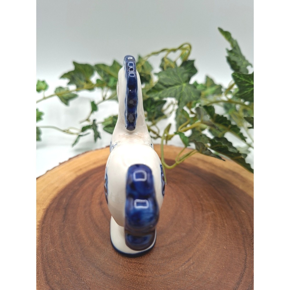 Vintage Handpainted USSR Ceramic Horse Figurine Blue White Gzhel Style Folk Art - Picture 3 of 6